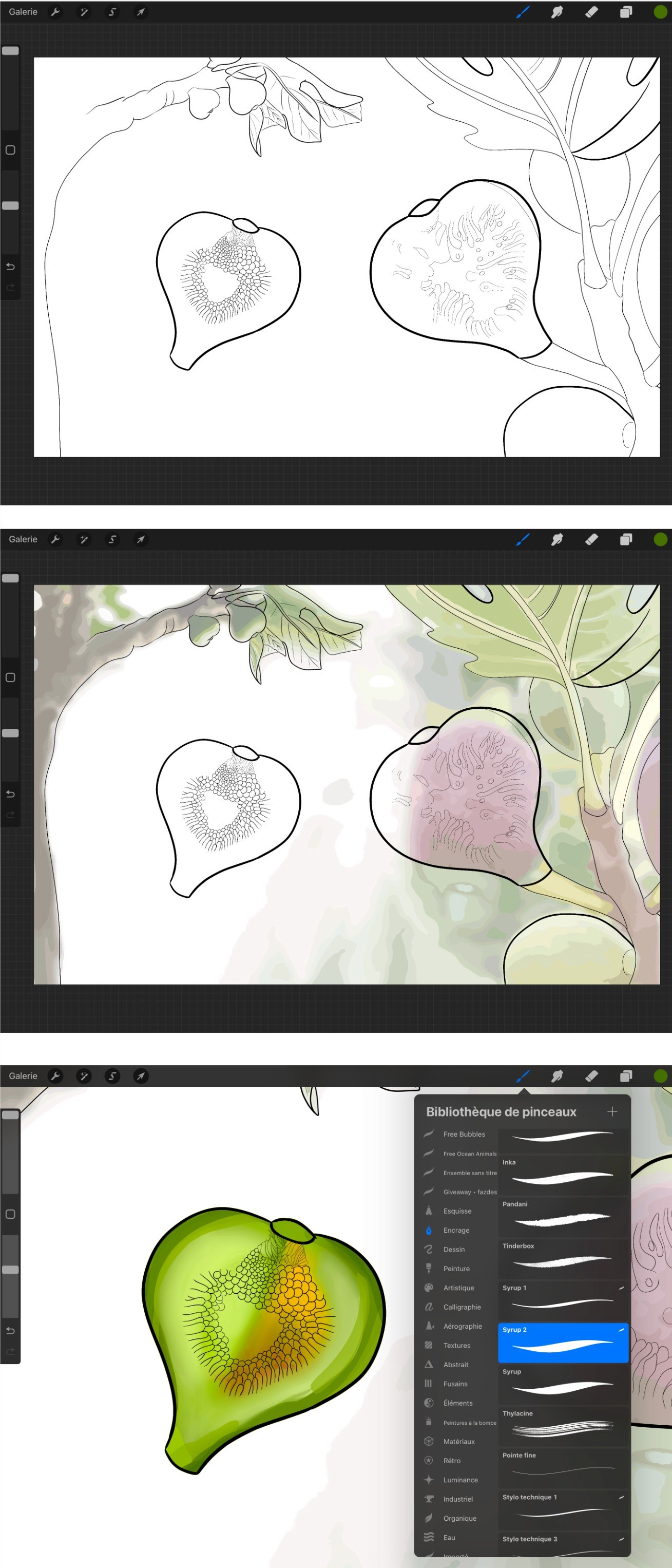 Processus artistique du grizzly hibernant, style aquarelle numérique