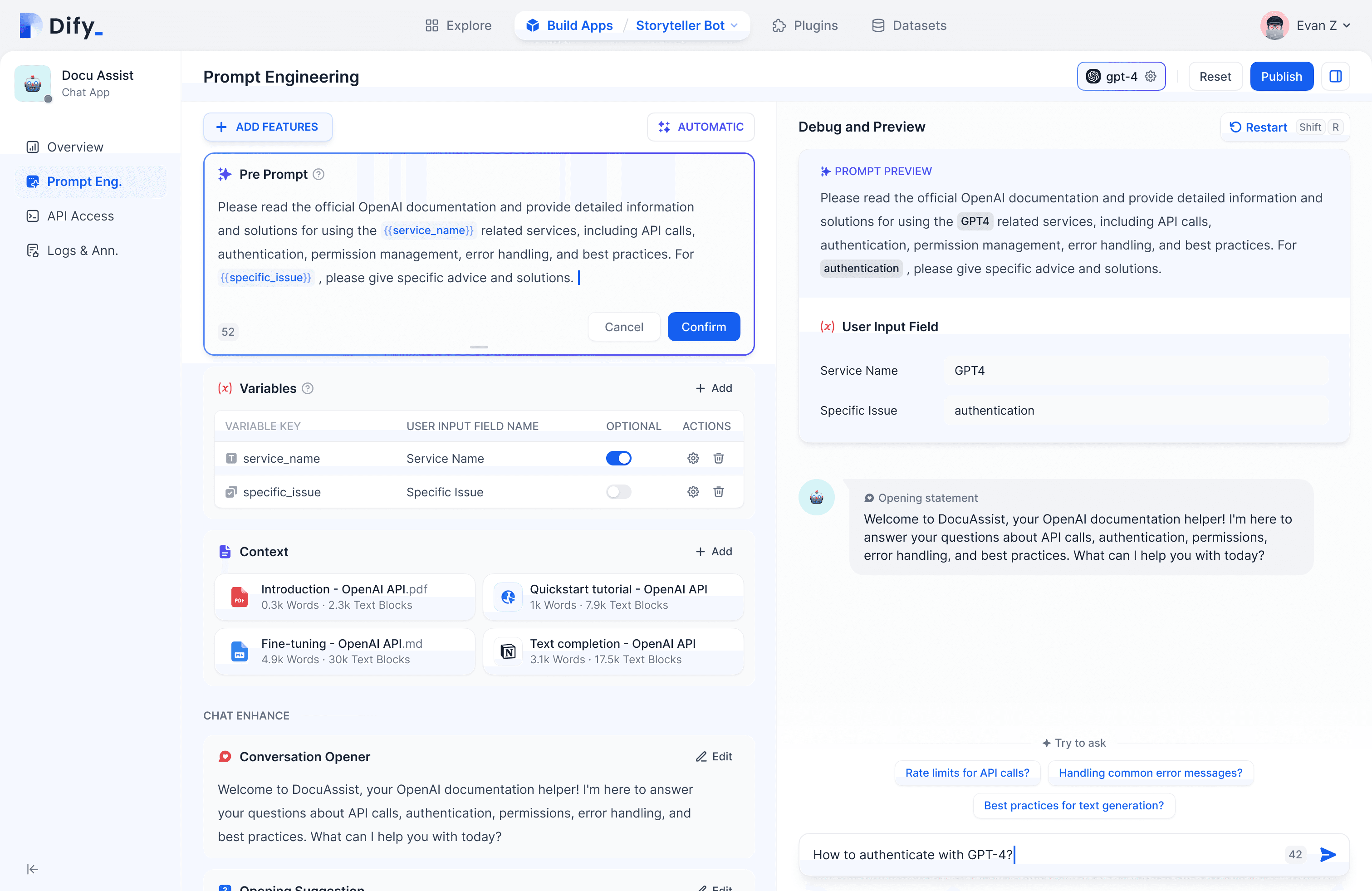 Dify.AI 核心能力界面