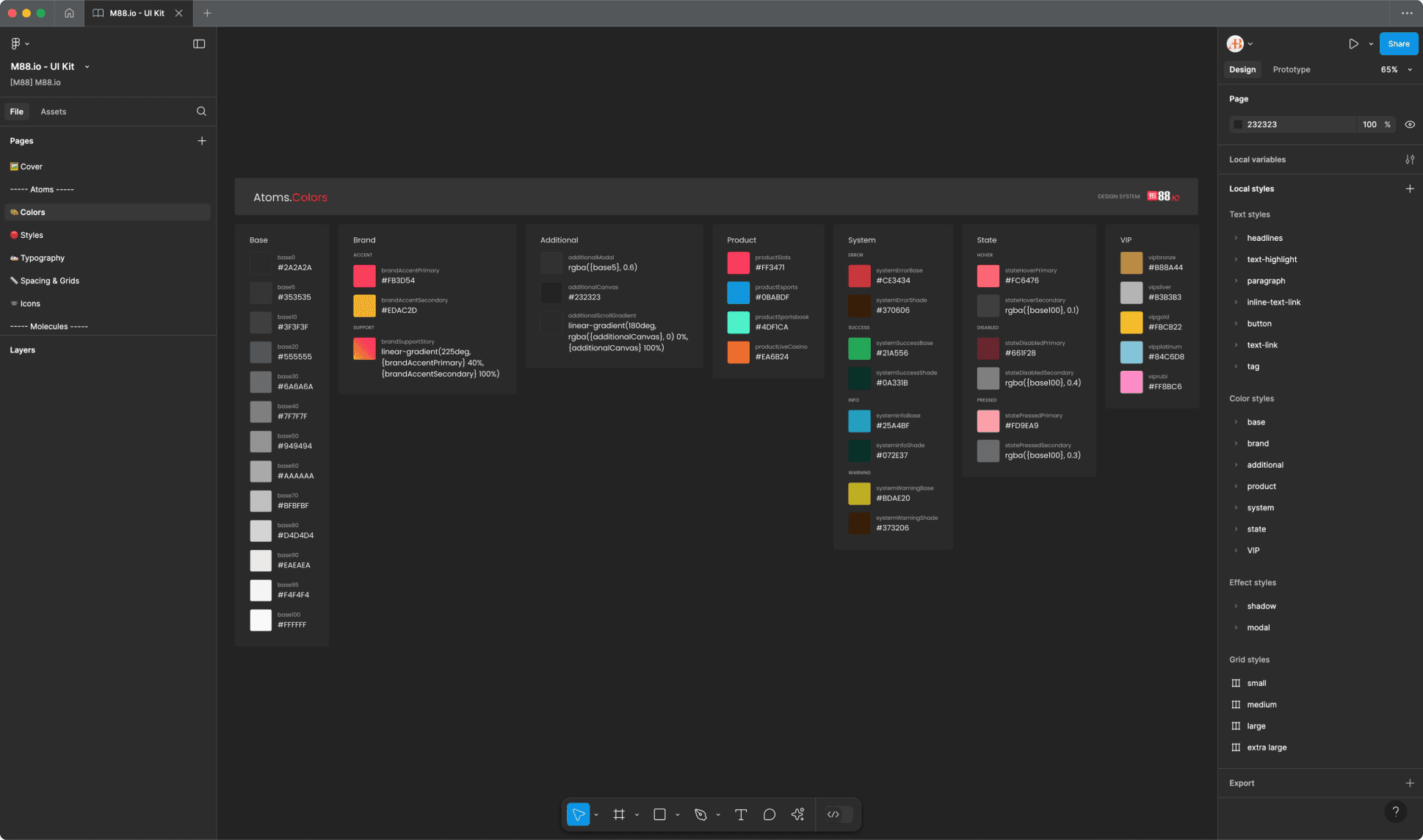 M88.io's design system colors