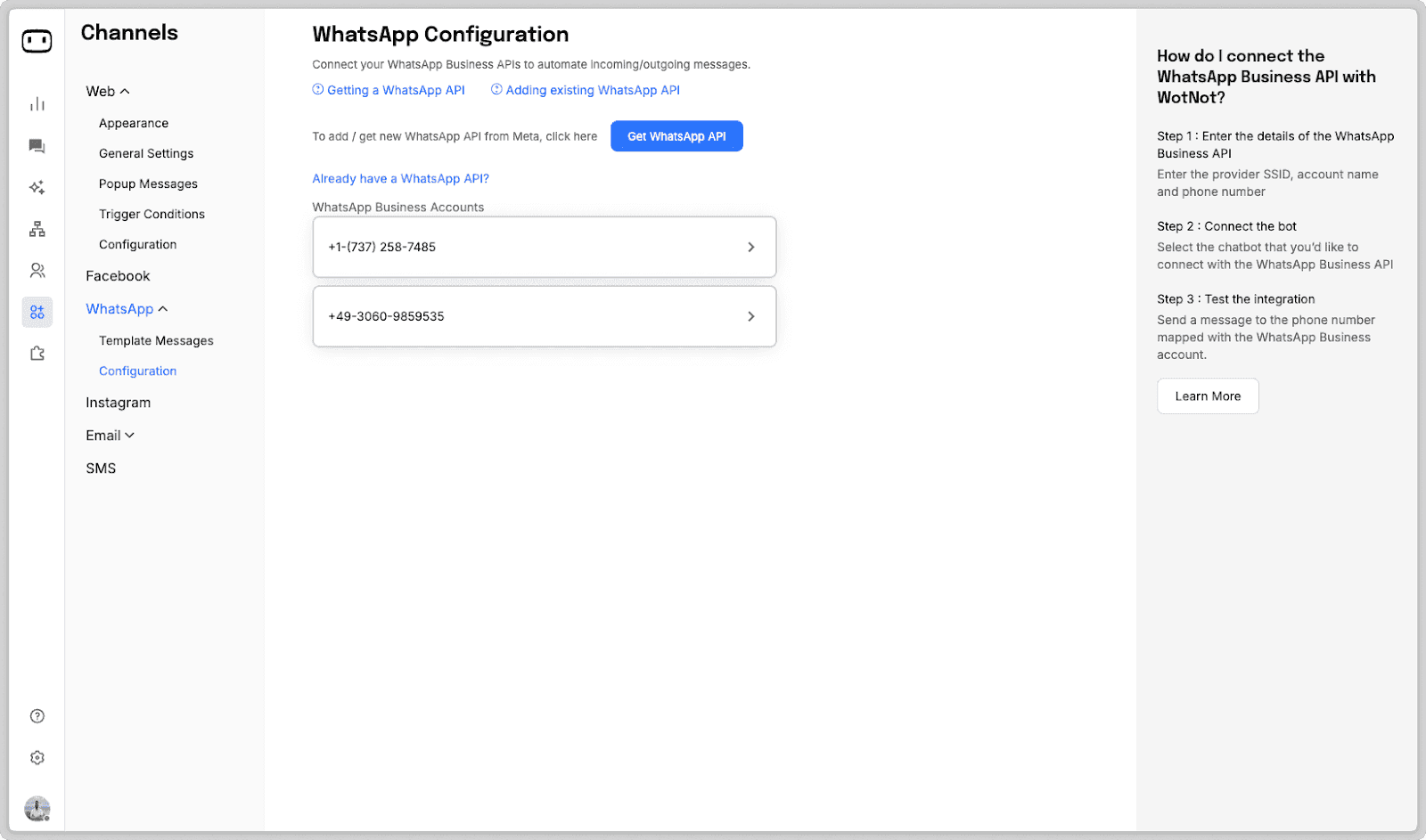 image of whatsapp bot configuration
