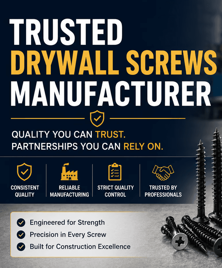 Premium drywall screws representing a trusted drywall screw manufacturer for construction and industrial applications.