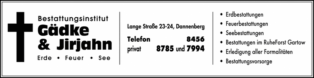 Unternehmensbanner von Gädke & Jirjahn GmbH Bestattungsintitut
