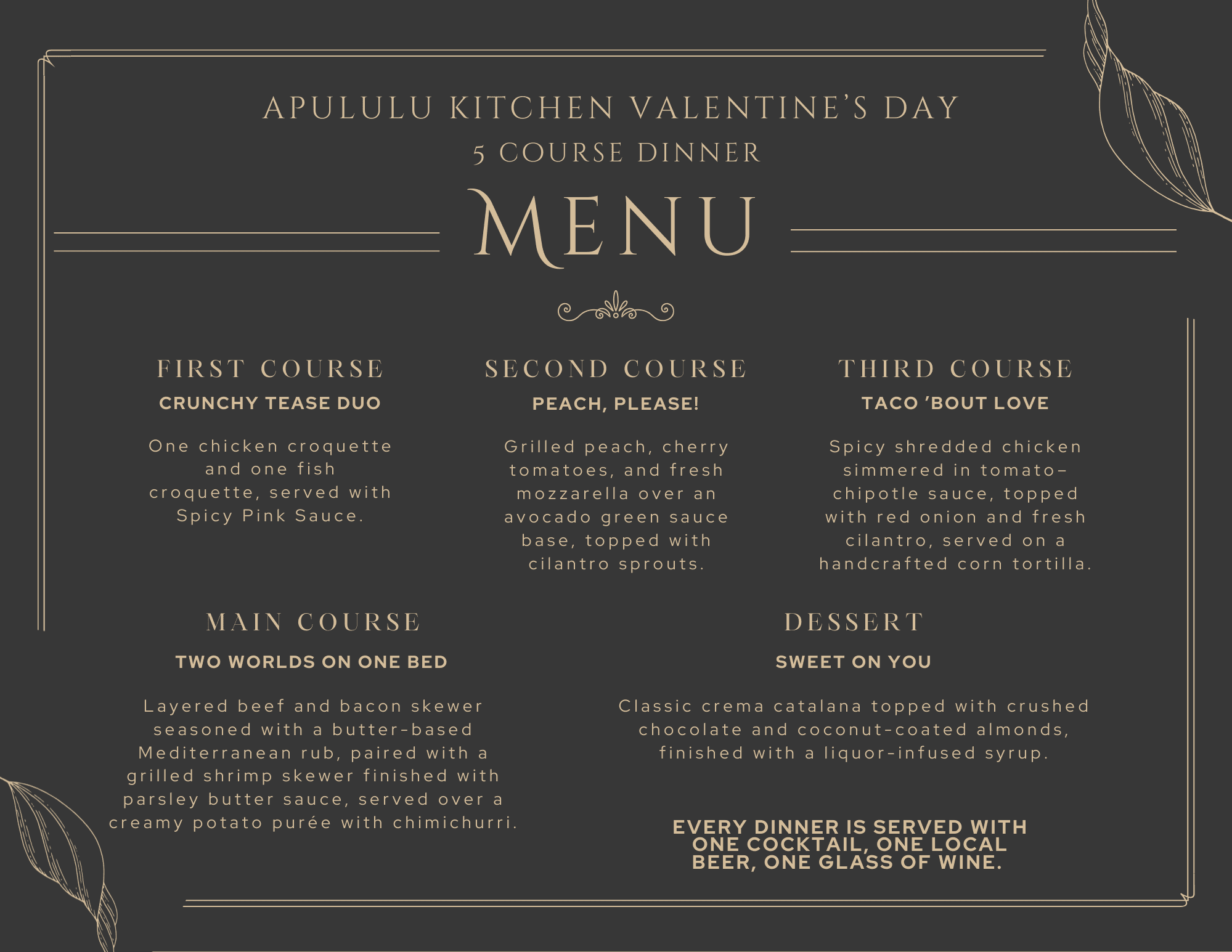 Apululu Kitchen Valentine's Day Menu