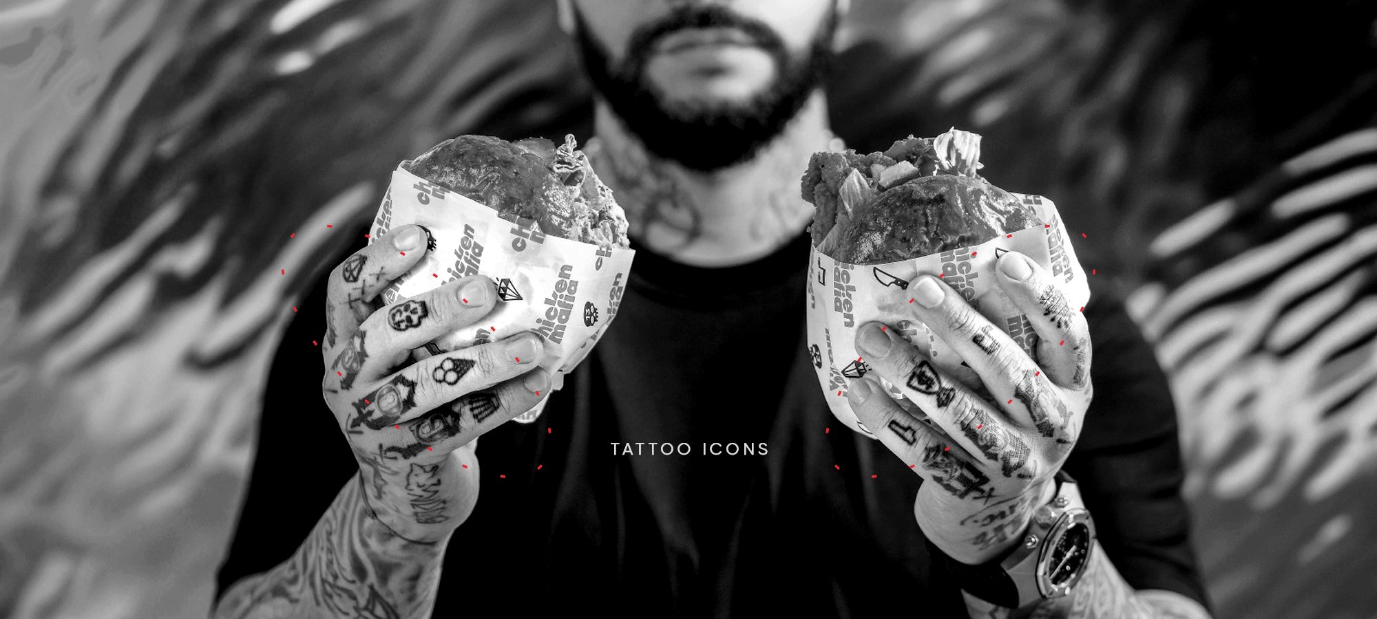 Streetside billboard with flyposters of the Batch.Works brand and illustrations