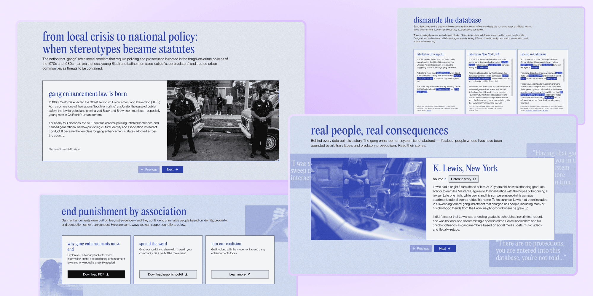 Assorted screenshots form the live project