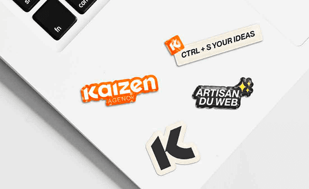 Stickers mockup kaizen agency