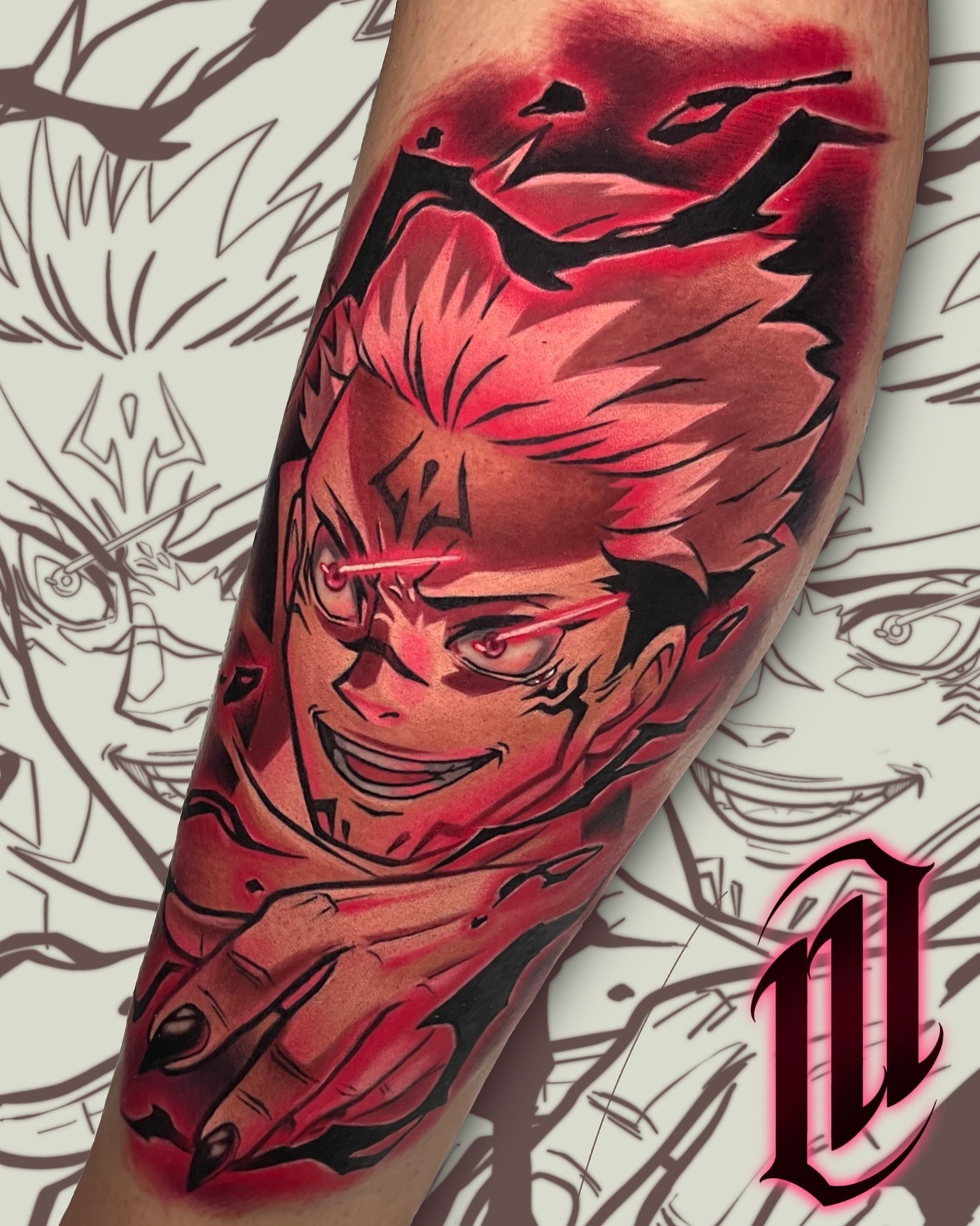 colorful sakuna from jujutsu kaisen by marcus ottner in wynthall birmingham in england