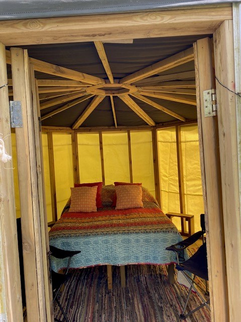 Inside pods at Barcombe Yurts, Sussex