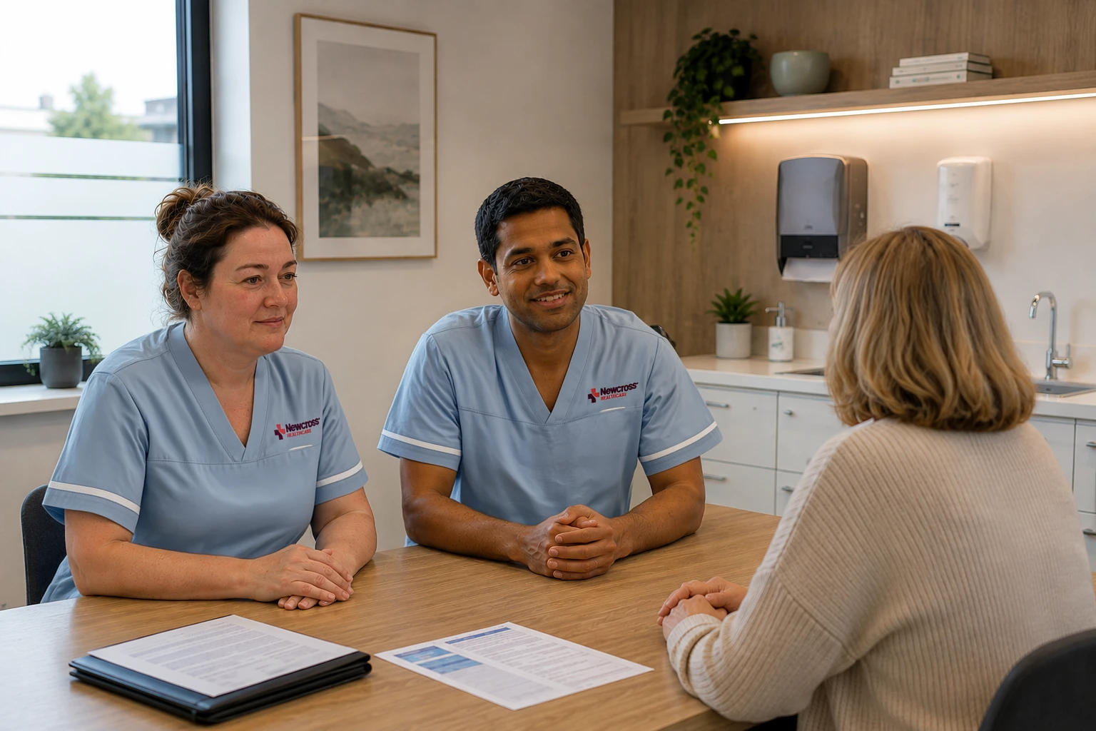 Newcross support workers being interviewed for a role at a care home