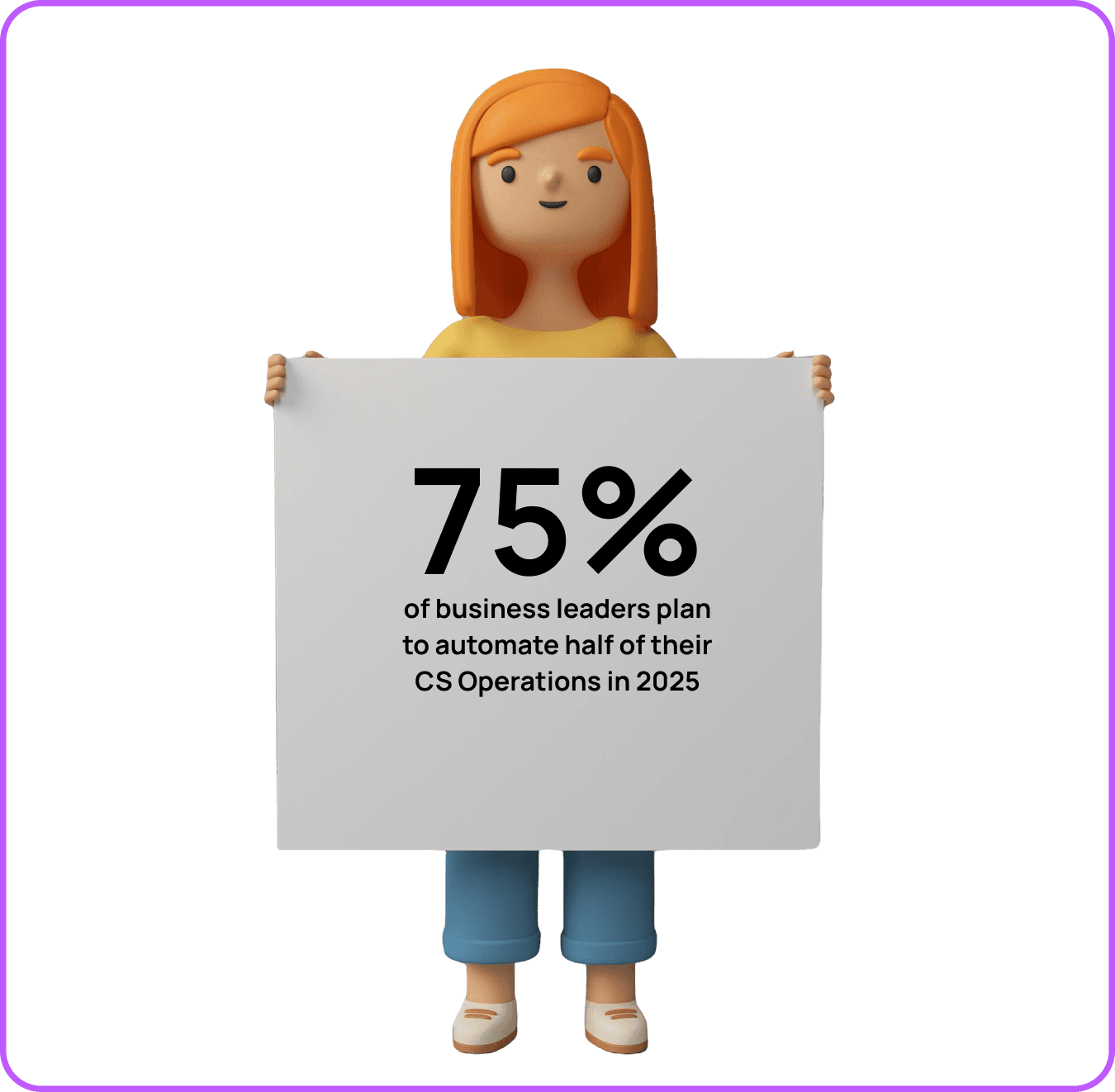 Graphic showing statistics on AI adoption in customer service by 2025, highlighting automation trends.