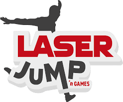 Logo laser jump en rouge et gris foncé