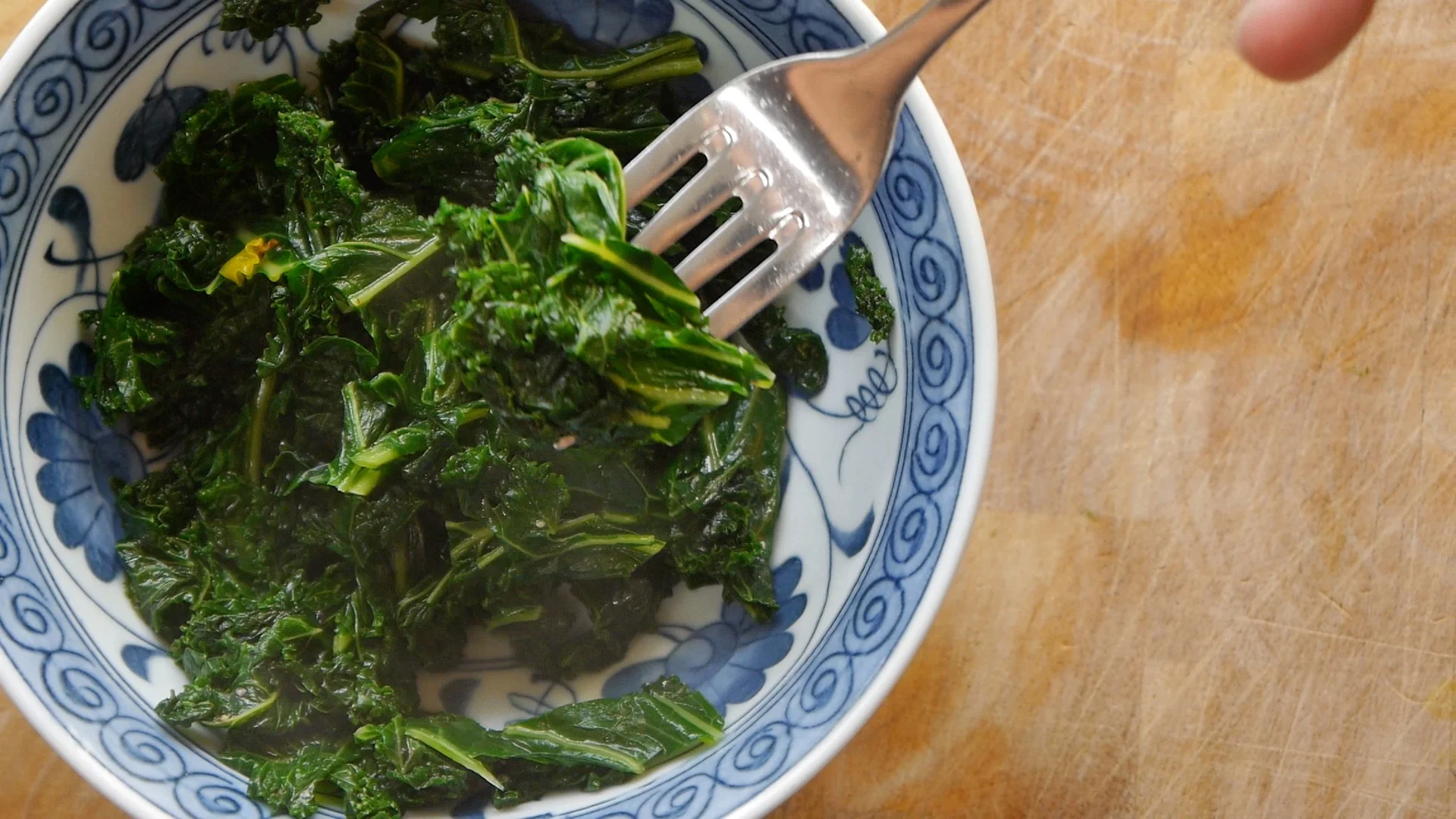 Cooked kale in a bowl