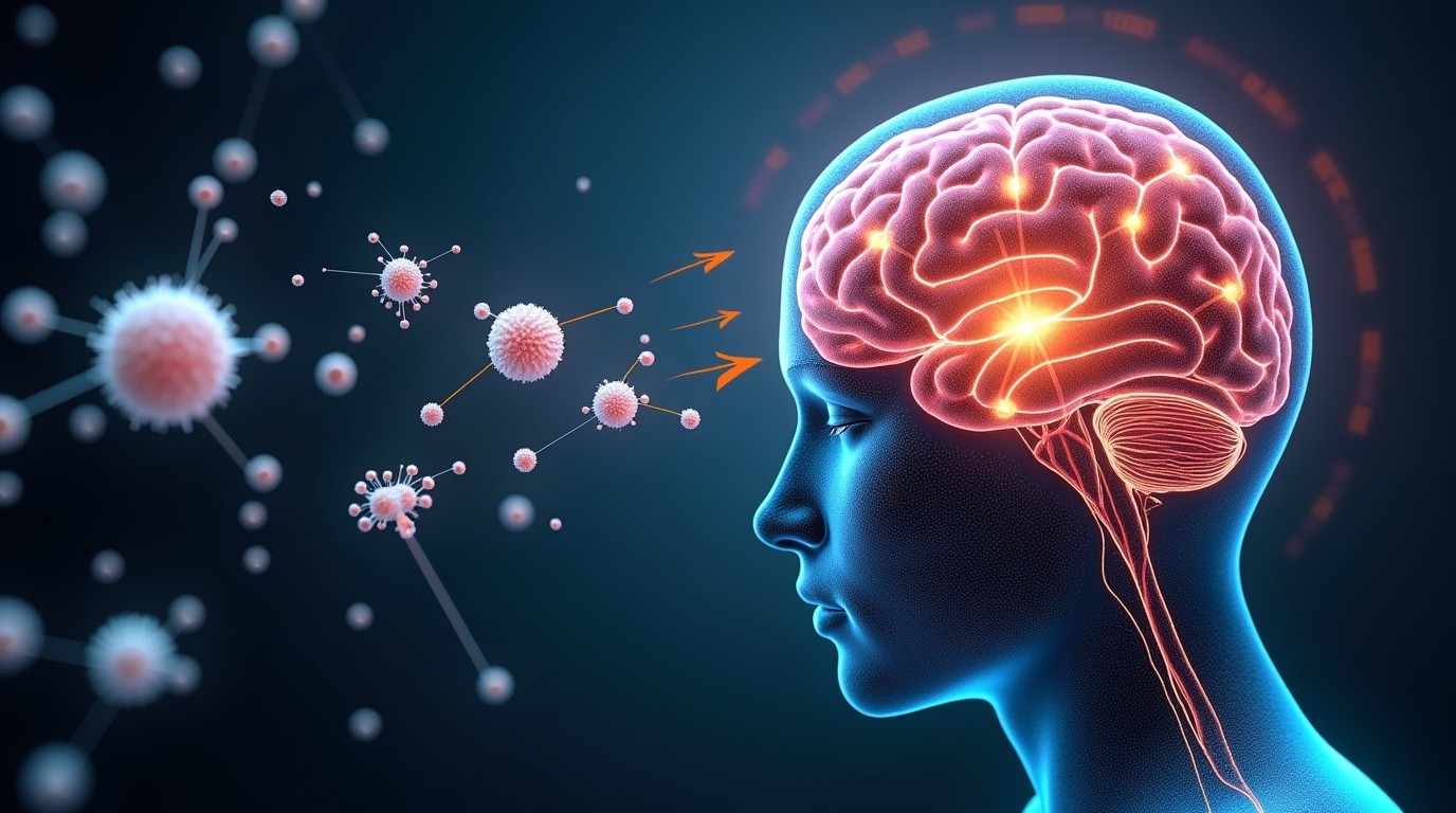 A humane brain receiving dopamine boost from sugar intake