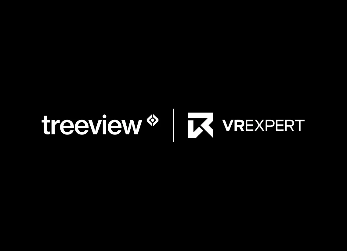 VR Expert and Treeview logos representing the partnership over a black backgrond