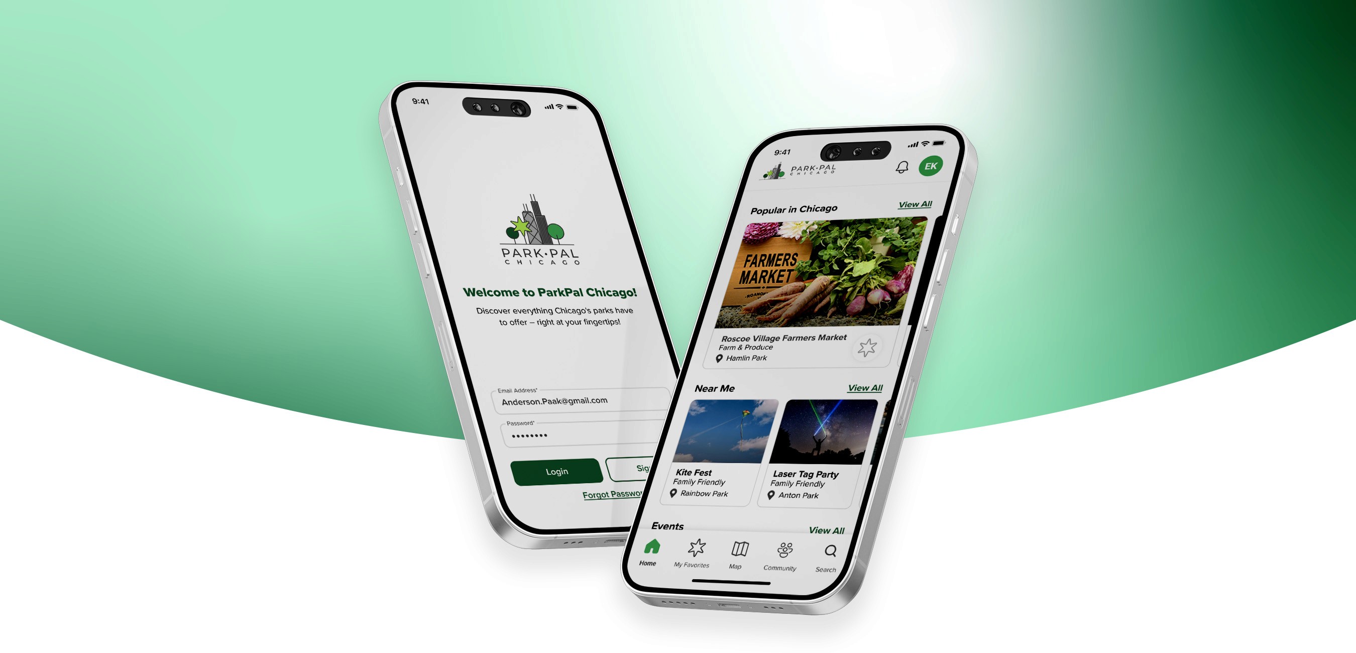 ParkPal Case study header - three mobile screens of the app ParkPal