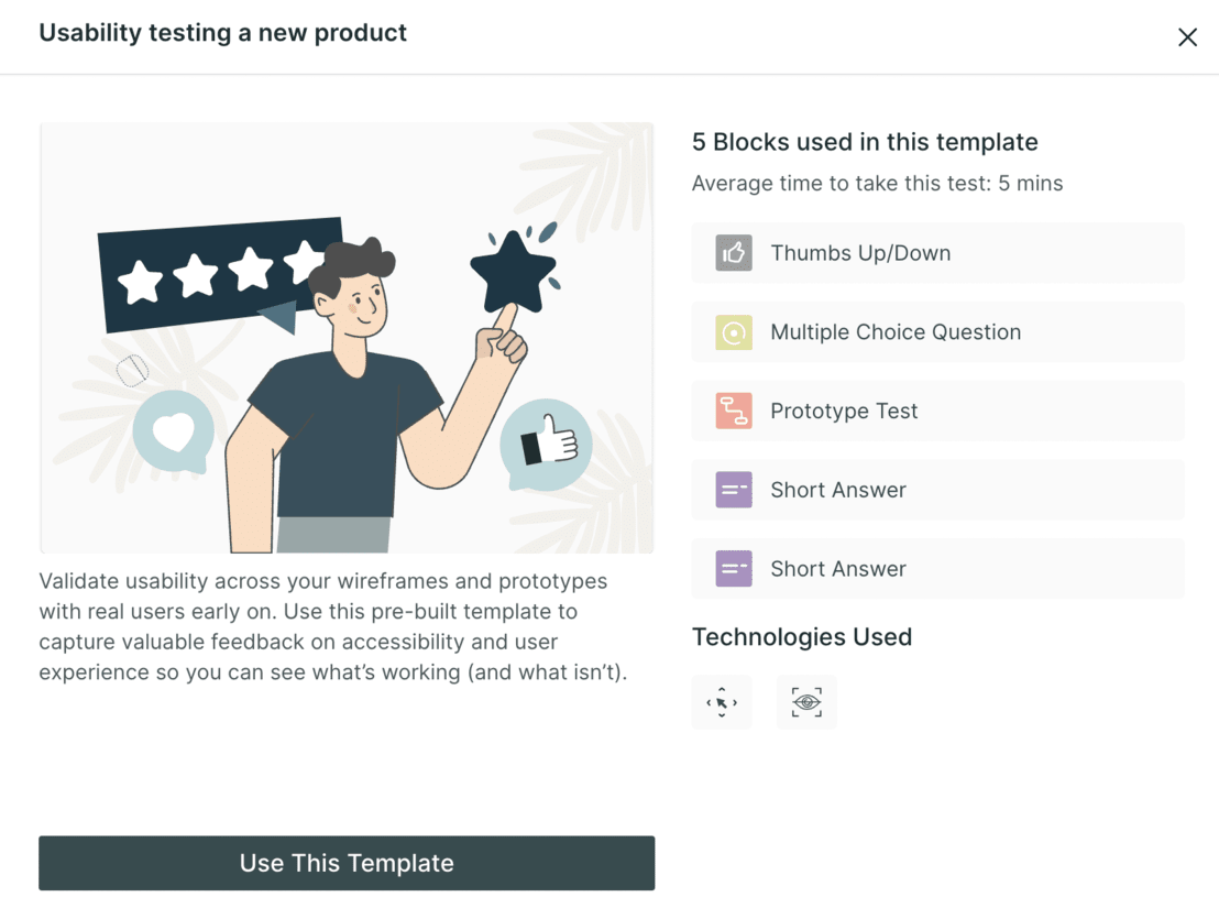 Wireframe testing template