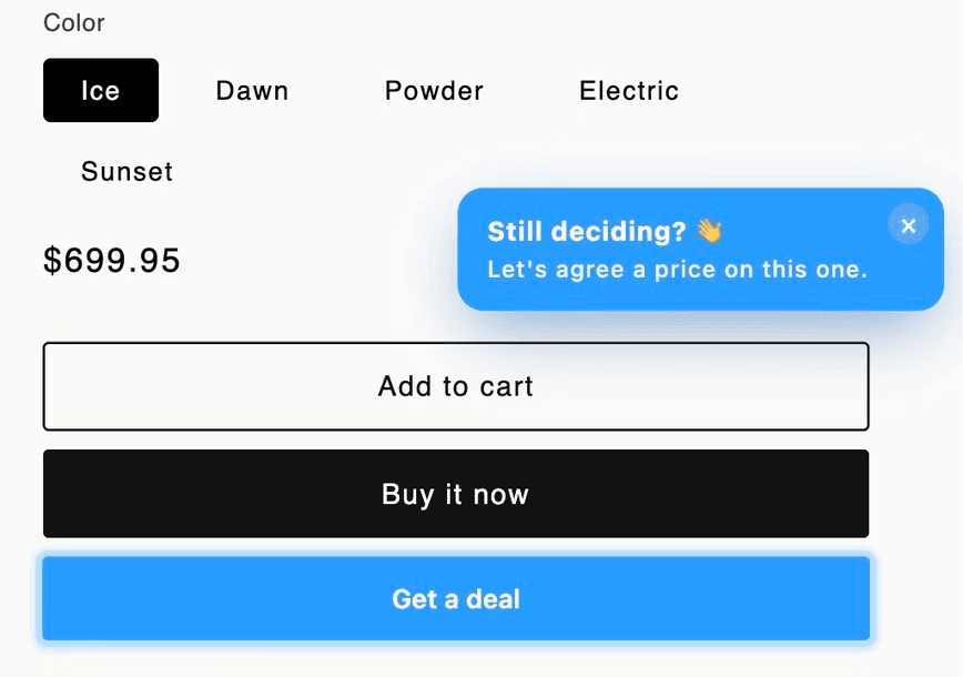 Flux exit intent negotiation screenshot