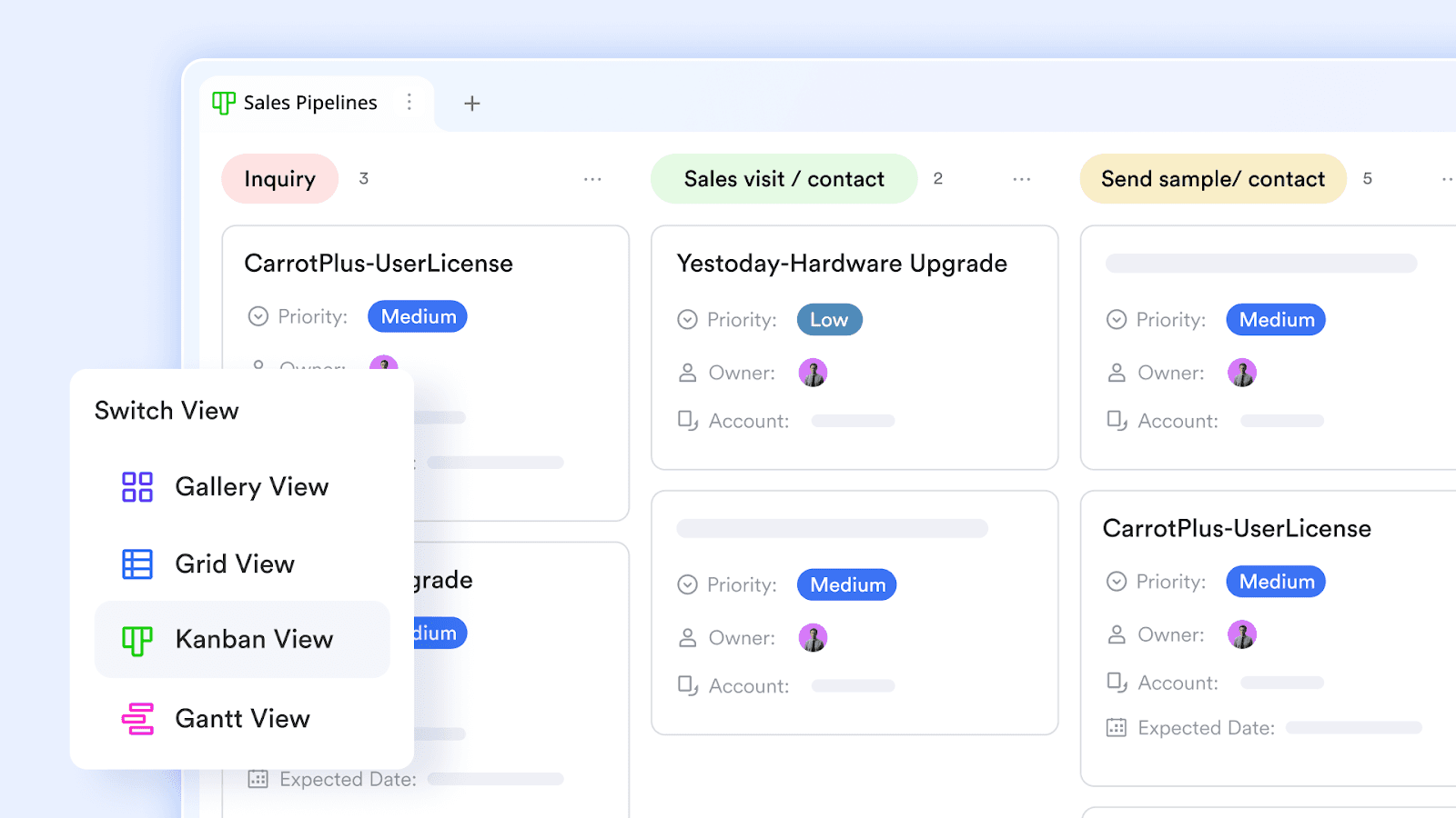 A project's progress tracking with multiple views