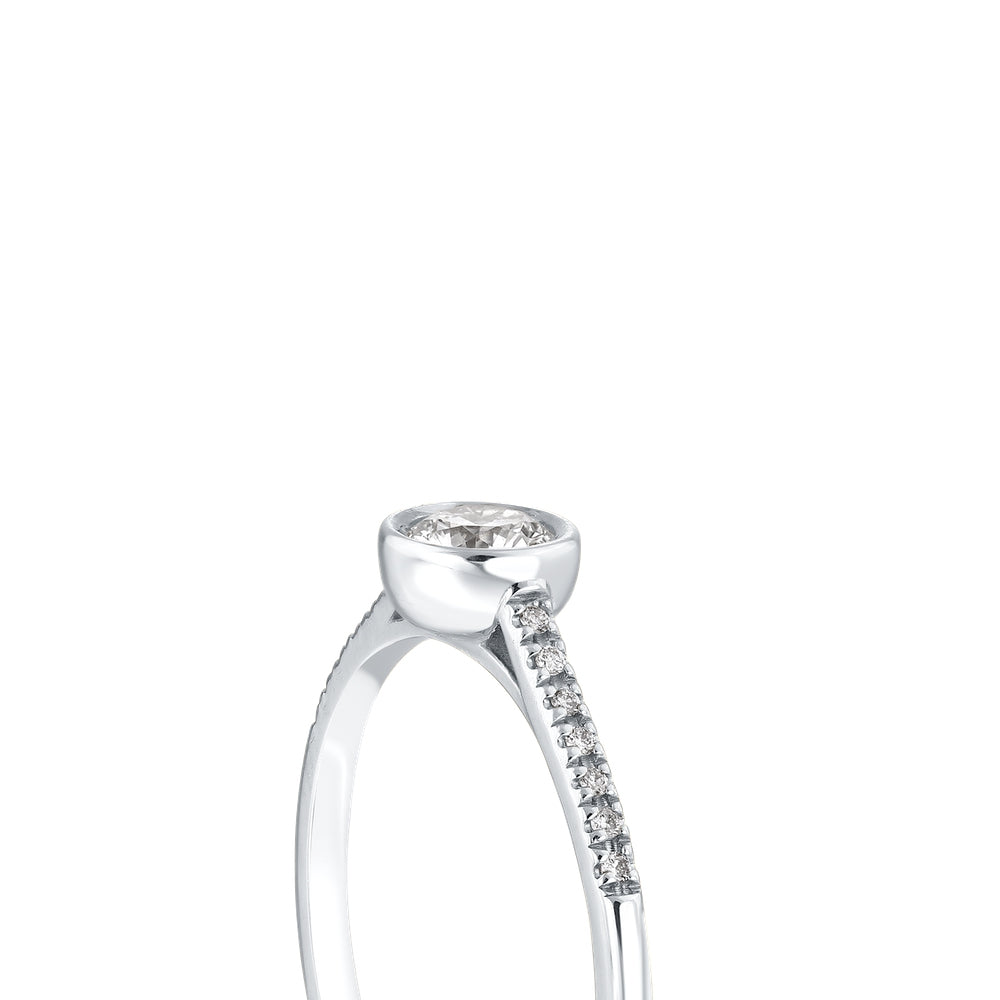 0.15 Karat Pırlanta Tektaş Yüzük Beyaz Altın Sertifikalı S177479