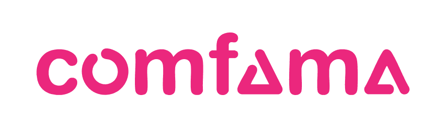 Logo Comfama caja de compensacion familiar en color magenta