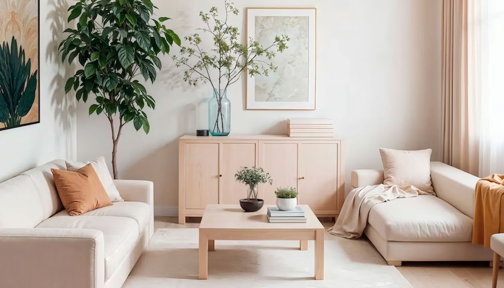 A sophisticated living room with marble floors and refined furniture, showcasing the Greenwood Royal aesthetic.