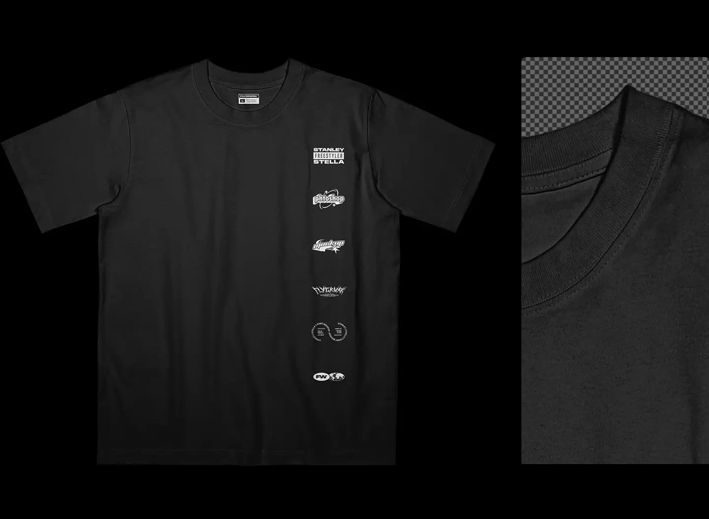 Stanley Stella Freestyler T-Shirt Flat Lay mockup fabric detail close up high resolution