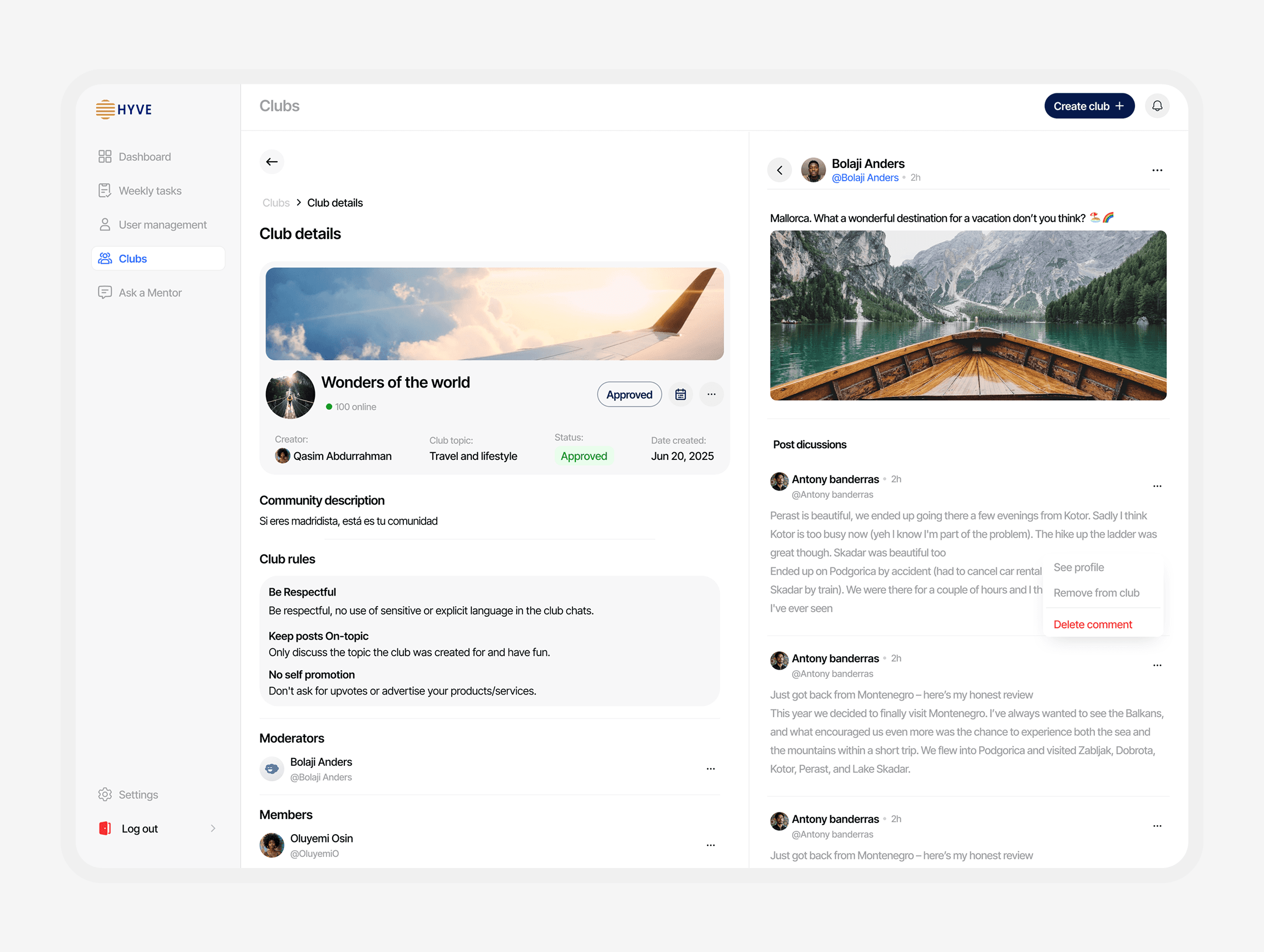  Snapshot of admin screens