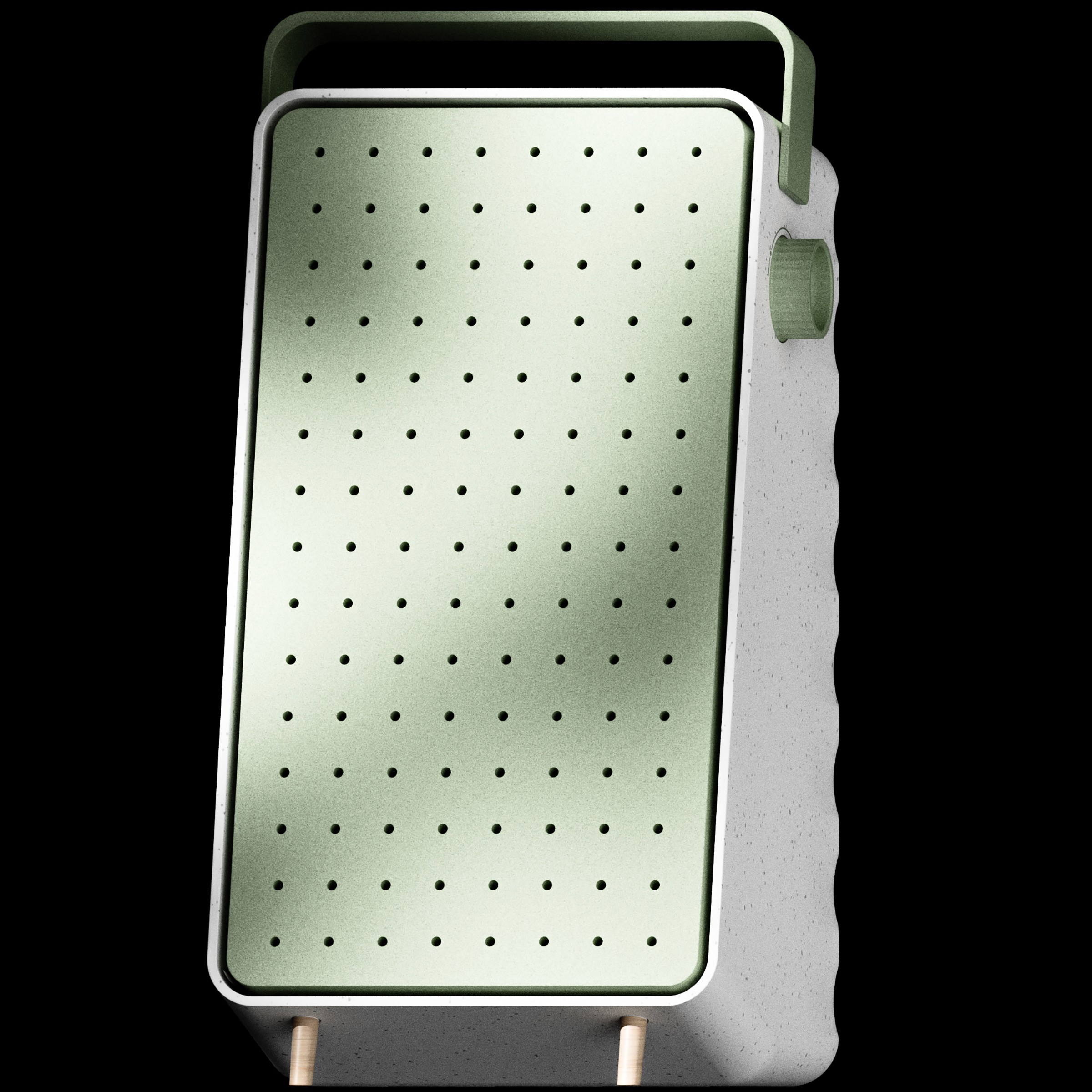 Array of frontal holes for drawing in hot air from below and releasing cool air above
