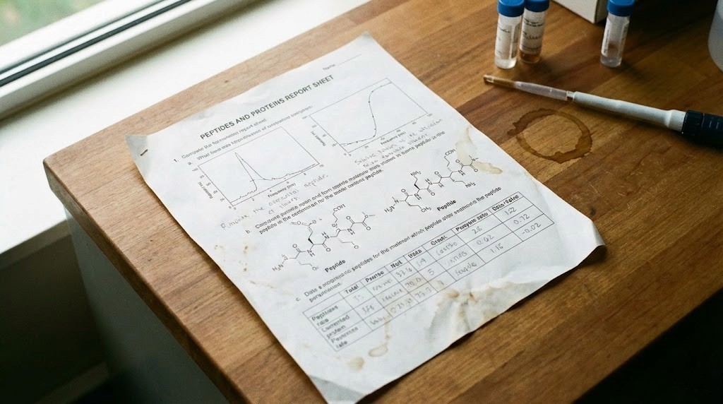 Peptides and proteins report sheet