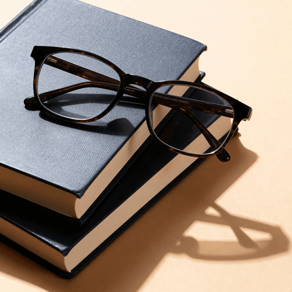 Livros acadêmicos empilhados sobre mesa com luz natural, representando a pesquisa aplicada em gestão pública desenvolvida na FGV e USP.