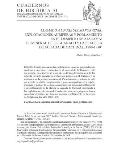 Llamado a un fabuloso porvenir. Explotaciones auríferas y poblamiento en el desierto de Atacama: el mineral de El Guanaco y la Placilla de Aguada de Cachinal, 1880-1930