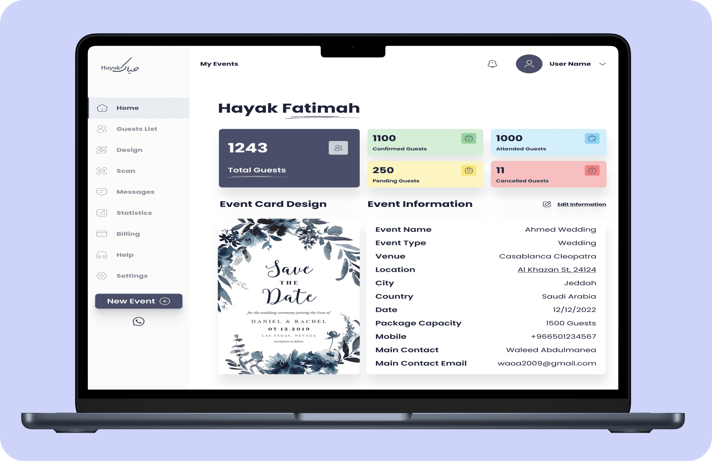 Hayak project mockup