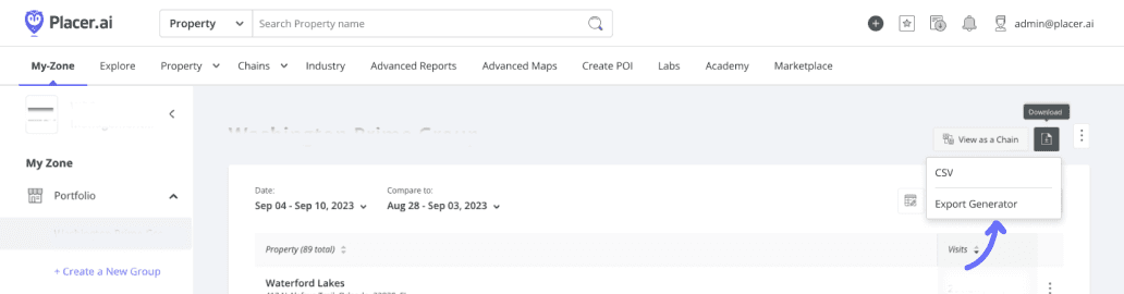 Export starting point 2 - from a point of context