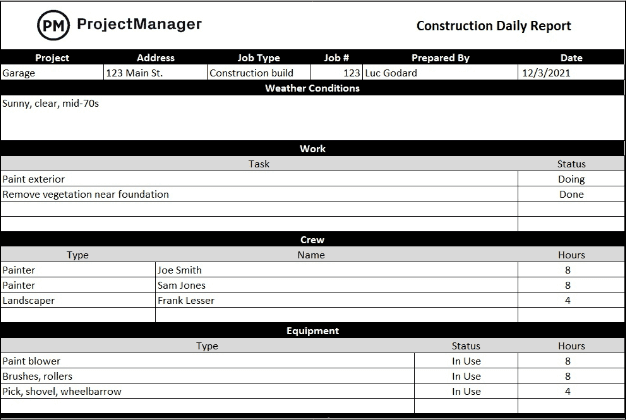 Construction Daily Report
