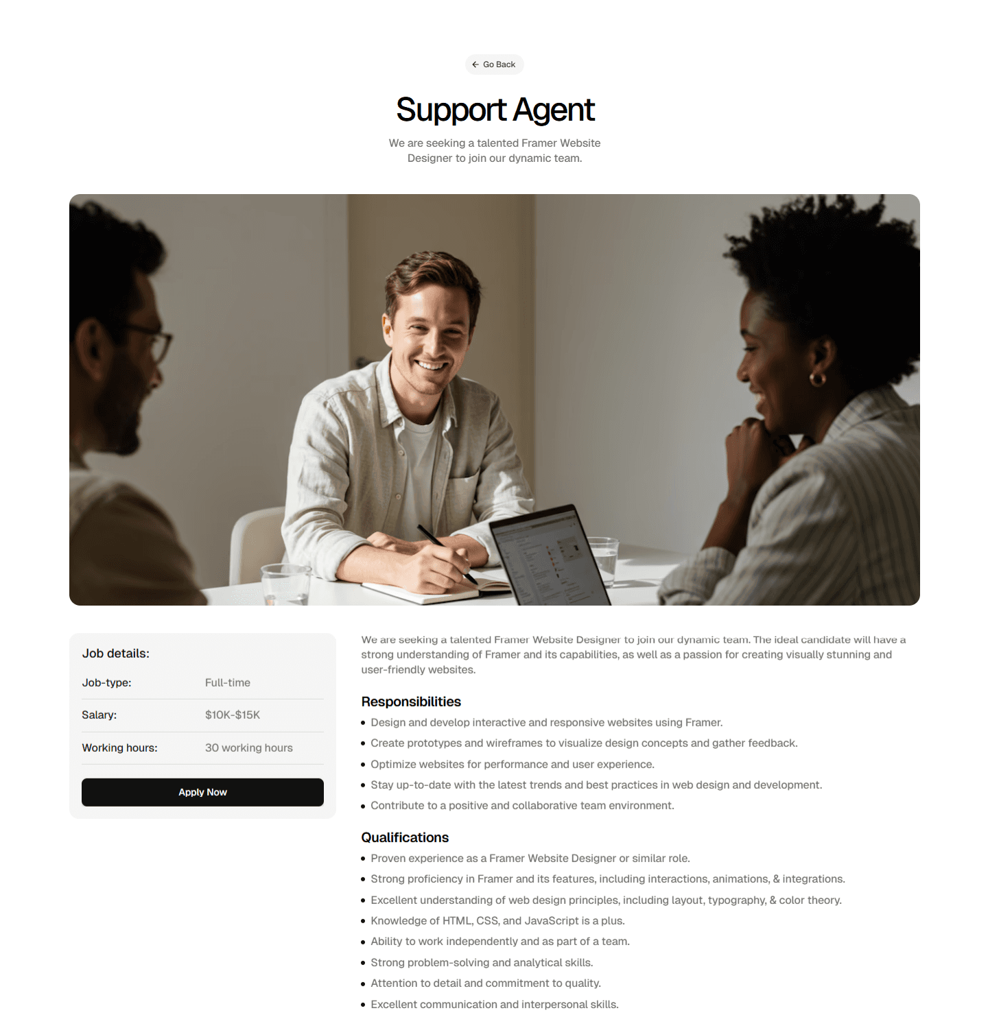 Framer Career Detail Component