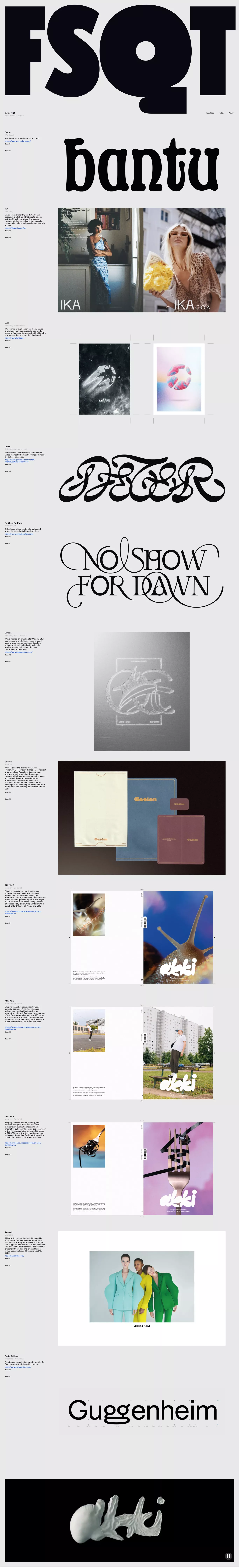 Julien FSQT portfolio page screenshot showcasing Design design
