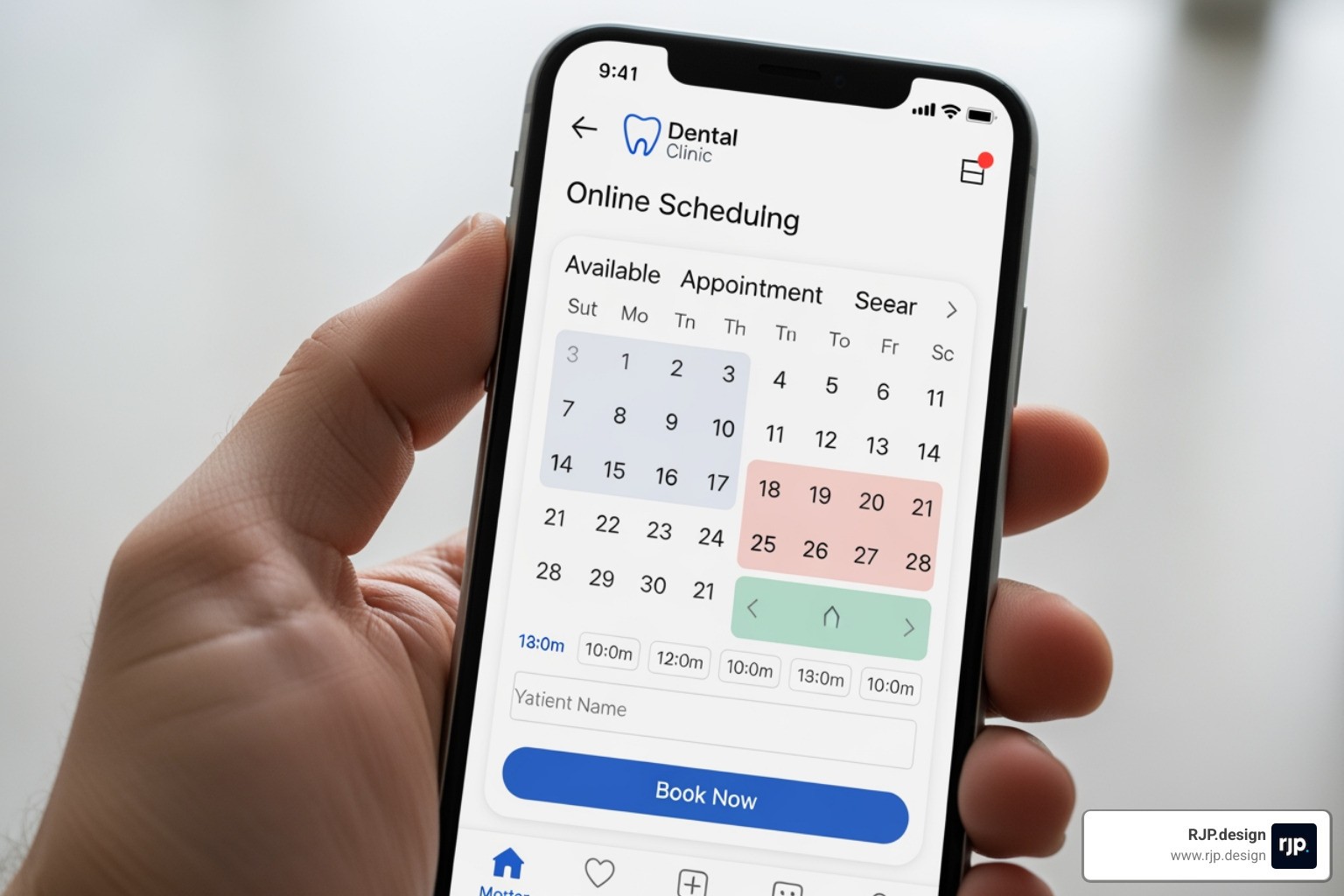 Seamless online scheduling interface on a mobile device - dental website redesign services