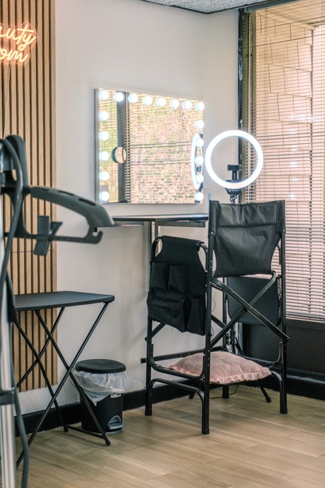 another makeup vanity station in changing room