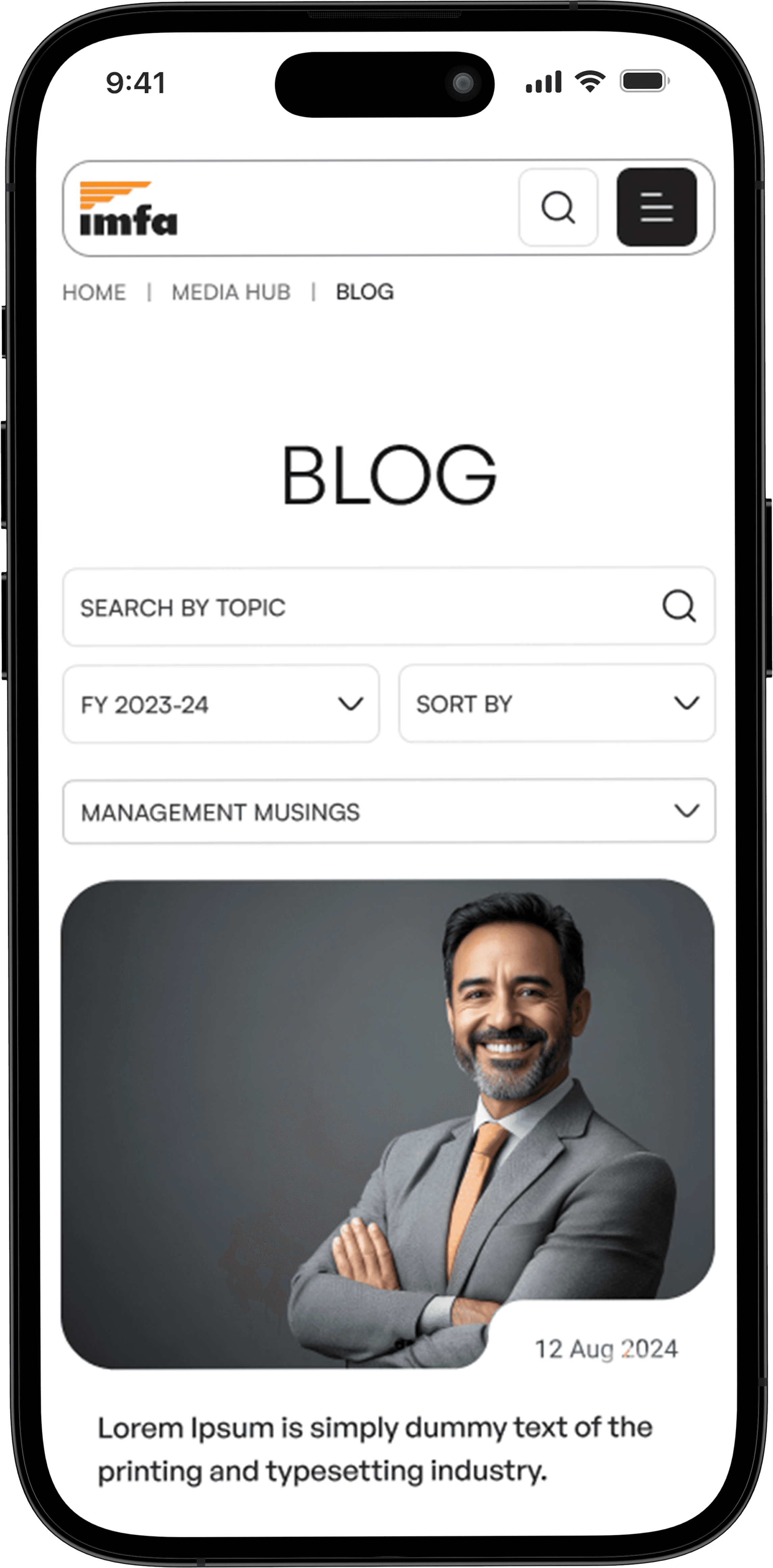 IMFA blog collection page mockup image