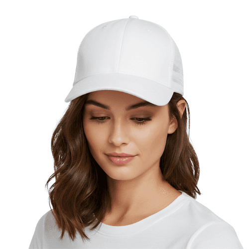 Trucker cap mockup with a woman model