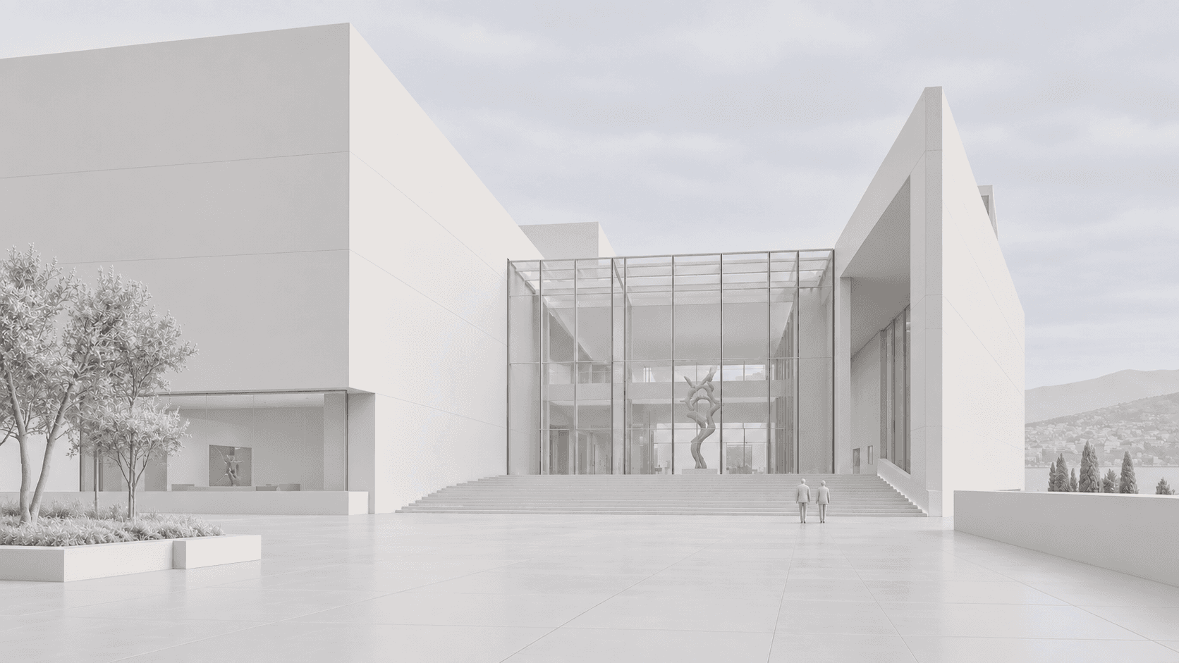 Clay render stage of the cultural center design process