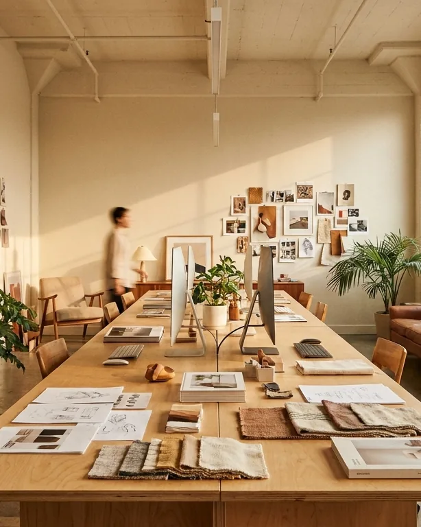 A studio table in daylight