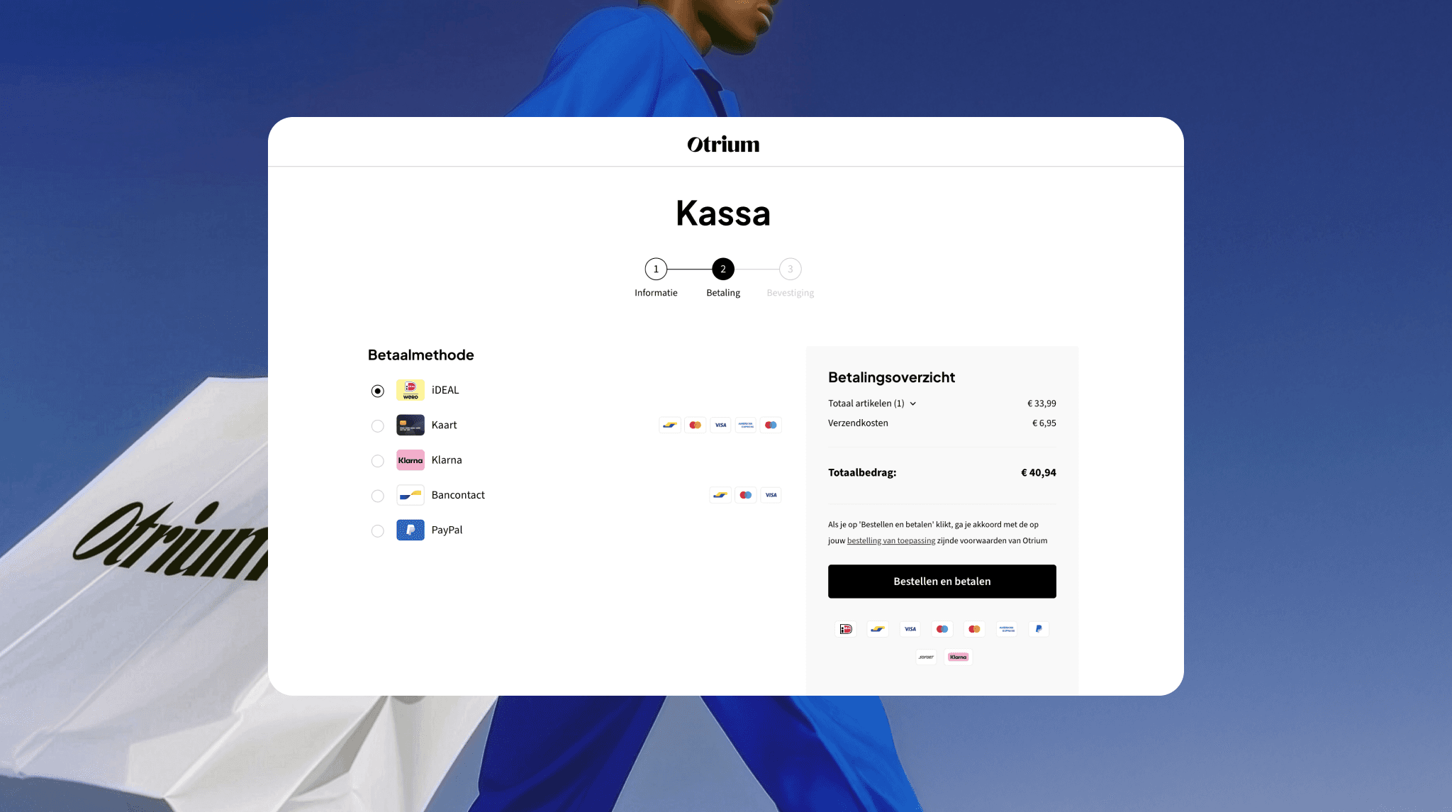 Otrium checkout window showing localised payment methods