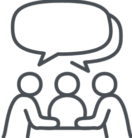 illustration of a small group of people discussing.