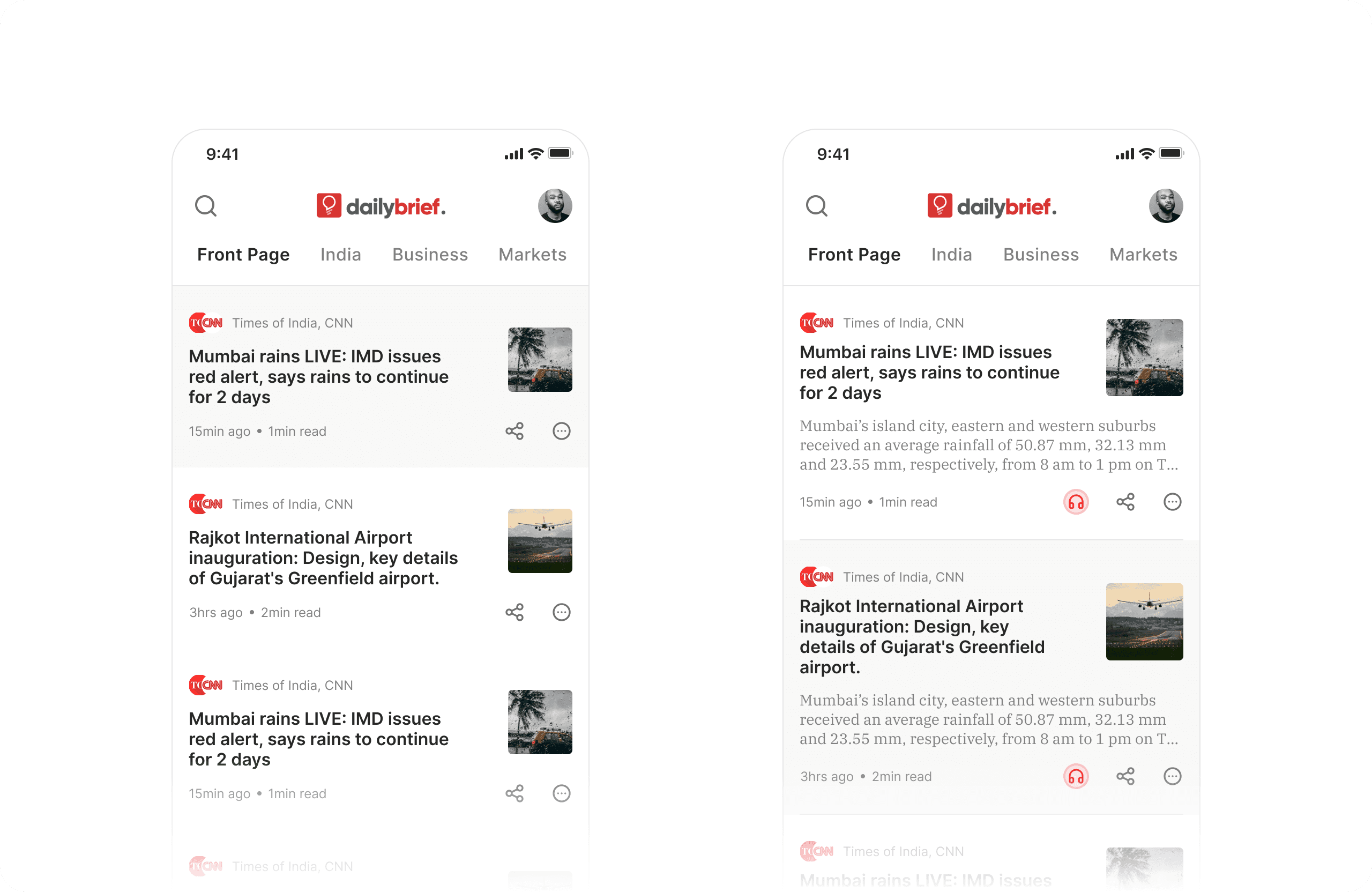 2 Home screen variants - Headline only and Headline + Preview Text