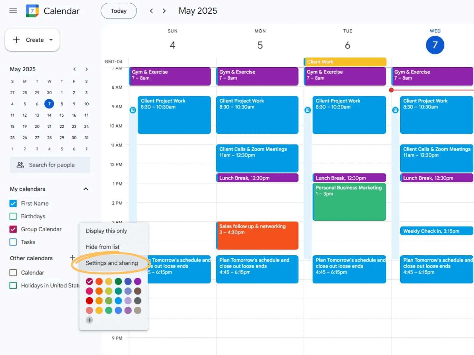 Google Calendar screenshot