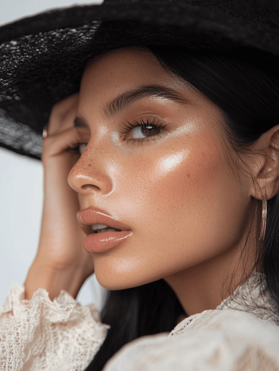 A skincare influencer showcasing a radiant, glowing complexion, emphasizing the power of authentic beauty and self-care in influencer marketing campaigns.