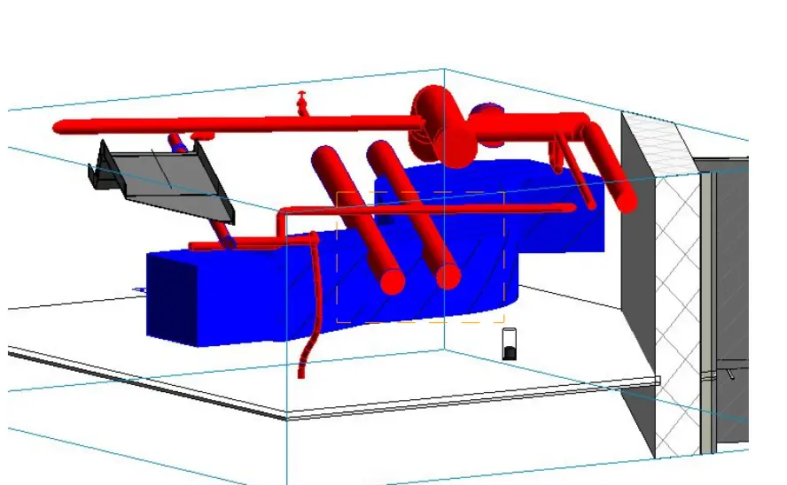 duct is clashing with fire pipes and cable trays, image