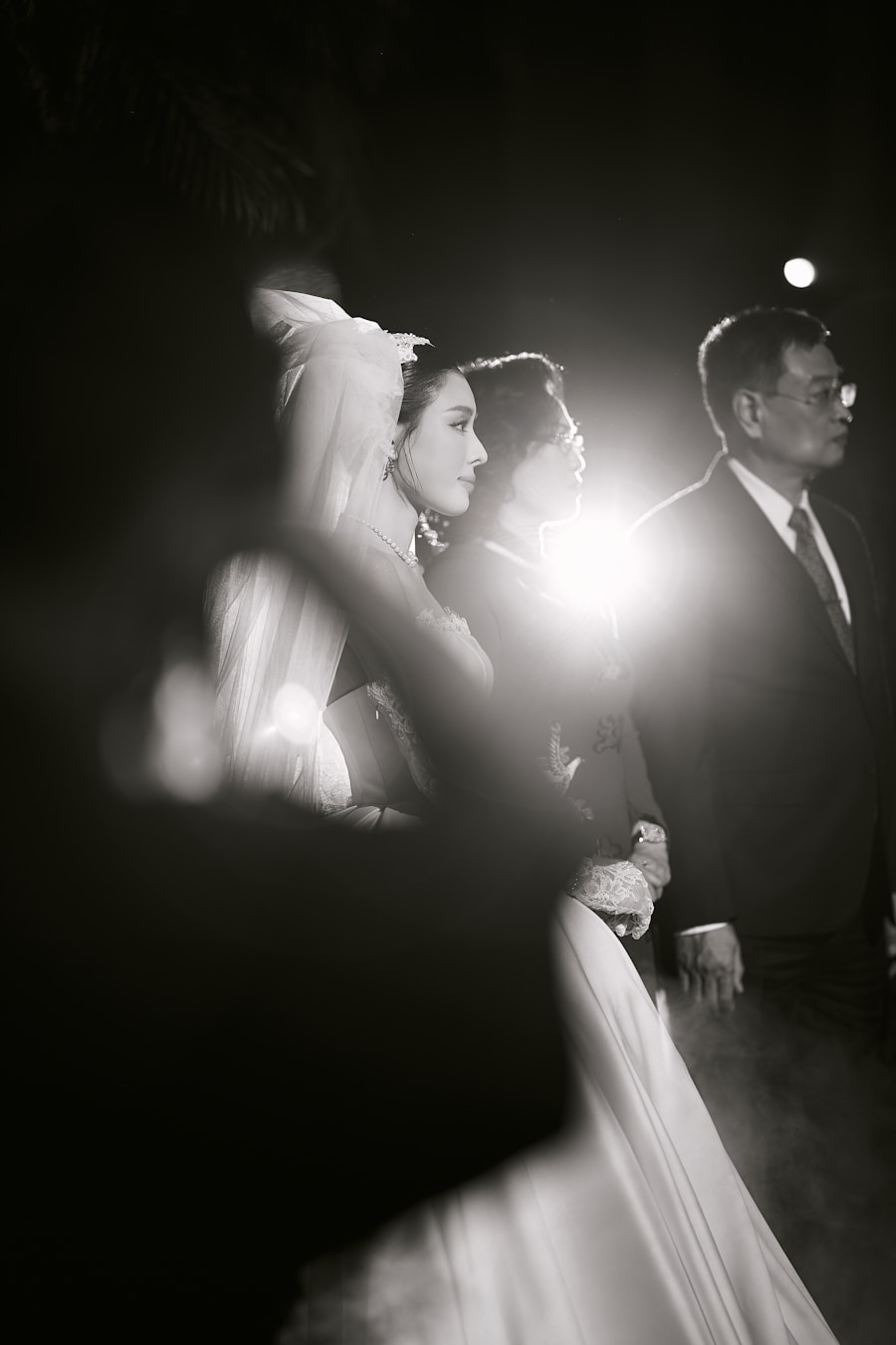 Family gathered together to celebrate a wedding