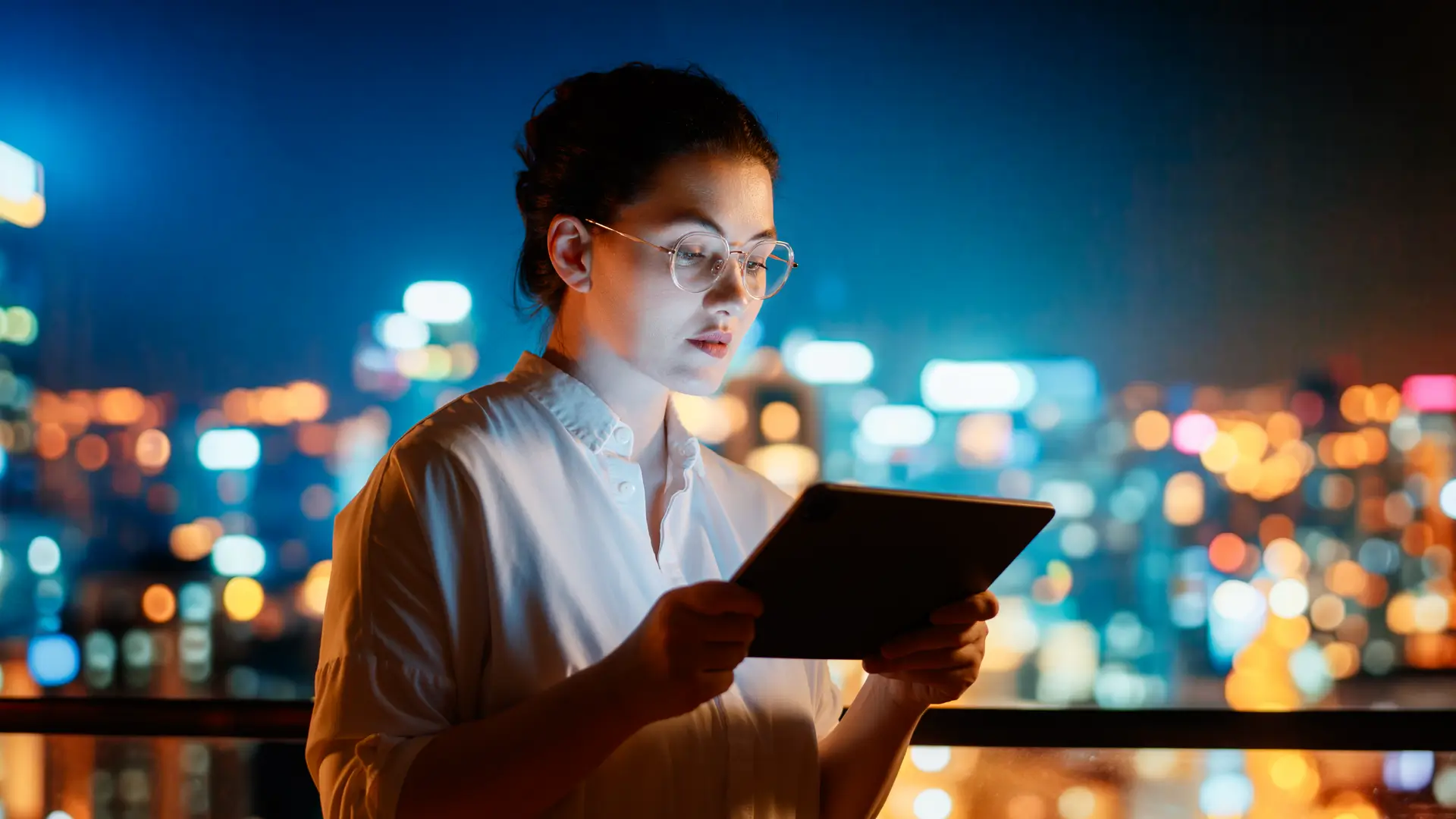 person reading on a tablet